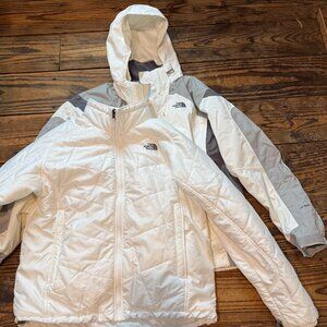 The North Face 3-in-1 Triclimate Ski Jacket Gray White Hooded Womens Size XL